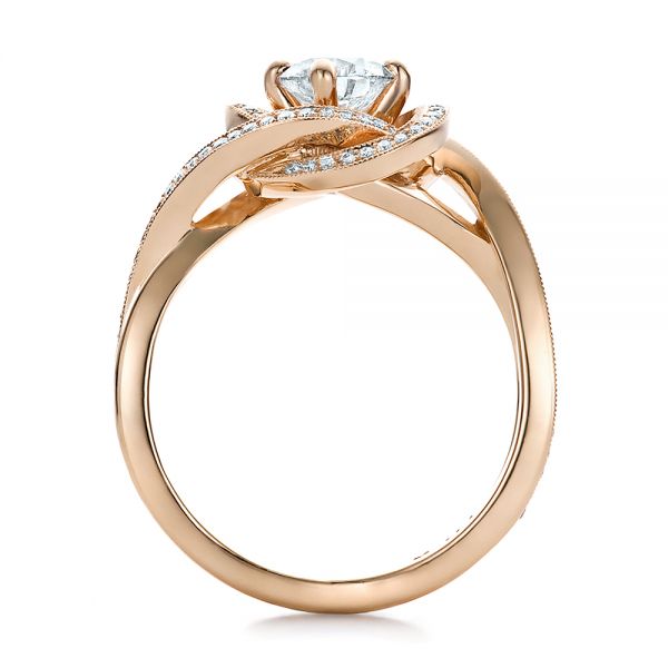 14k Rose Gold Custom Diamond Engagement Ring - Front View -  100438