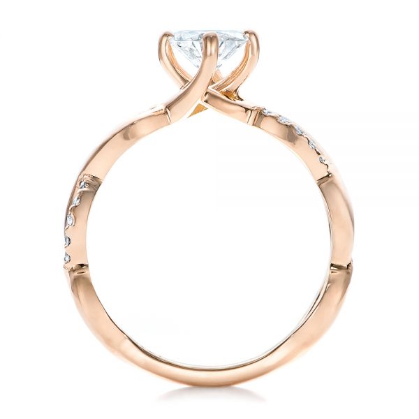 18k Rose Gold Custom Diamond Engagement Ring - Front View - 102059
