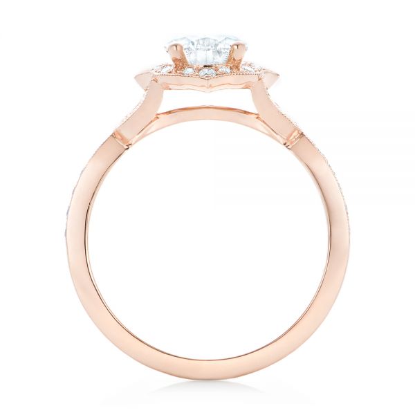 14k Rose Gold Custom Diamond Engagement Ring - Front View -  102806