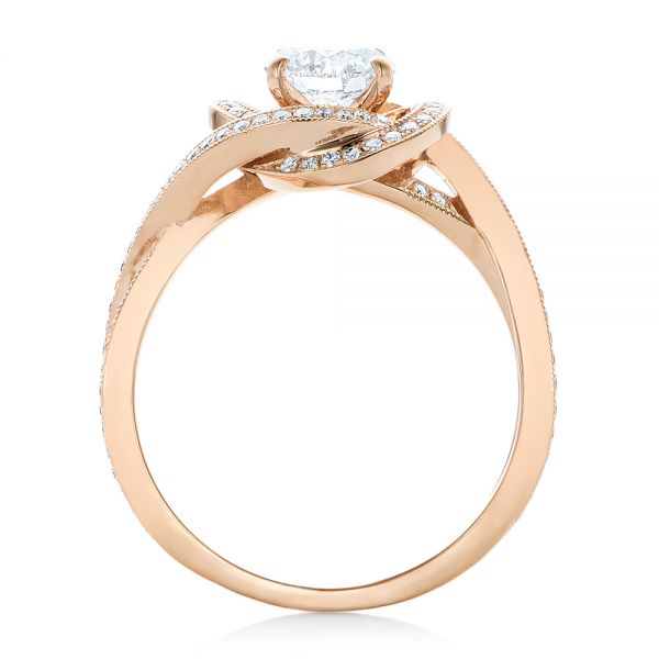 14k Rose Gold Custom Diamond Engagement Ring - Front View -  102833