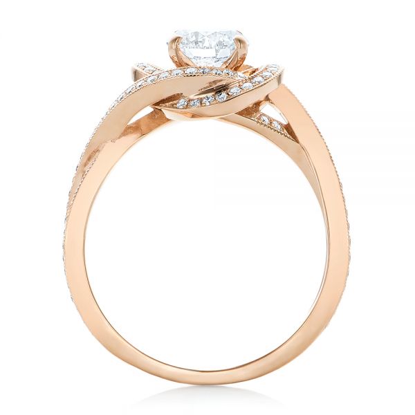 14k Rose Gold Custom Diamond Engagement Ring - Front View - 102833