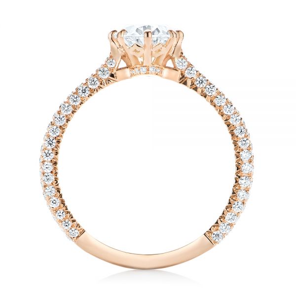 14k Rose Gold Custom Diamond Engagement Ring - Front View -  103153