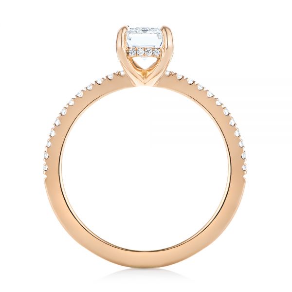 18k Rose Gold Custom Diamond Engagement Ring - Front View -  103471