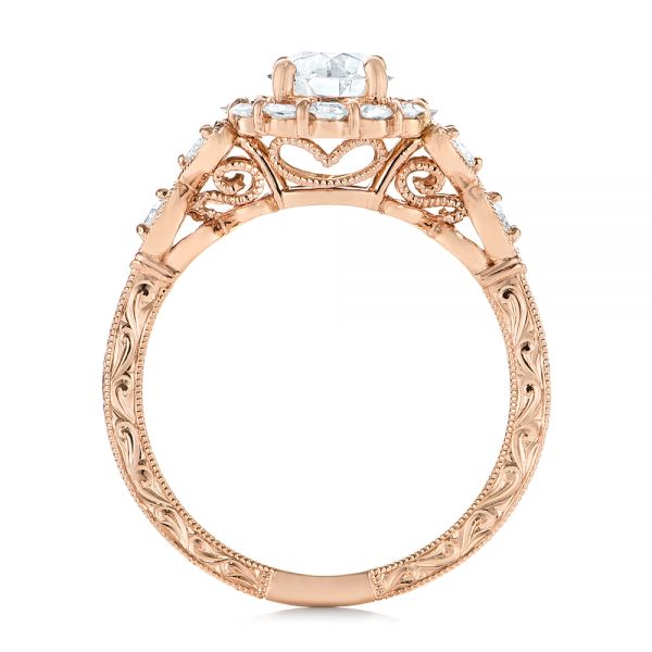 14k Rose Gold Custom Diamond Engagement Ring - Front View -  103600