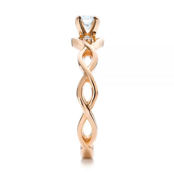 14k Rose Gold Custom Diamond Engagement Ring - Side View - 100922