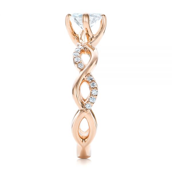18k Rose Gold Custom Diamond Engagement Ring - Side View - 102059