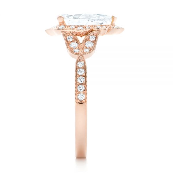 14k Rose Gold Custom Diamond Engagement Ring - Side View -  102806