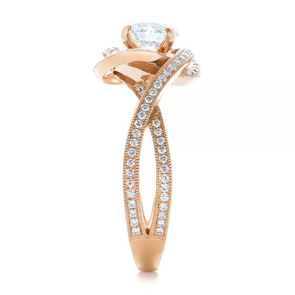 14k Rose Gold Custom Diamond Engagement Ring - Side View -  102833