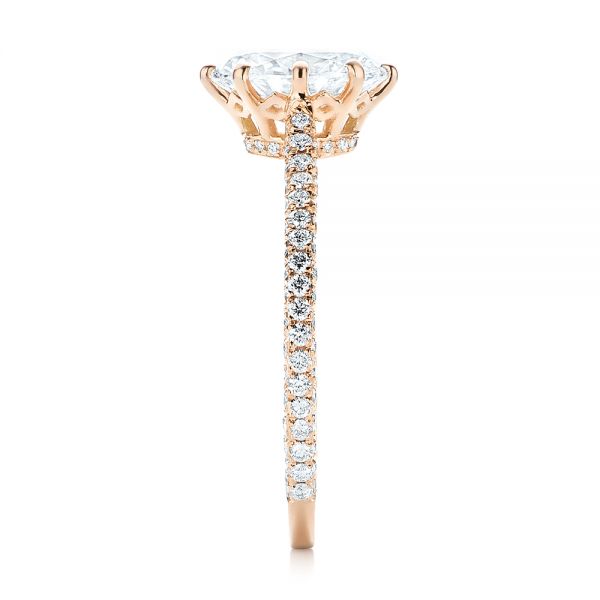 14k Rose Gold Custom Diamond Engagement Ring - Side View -  103153