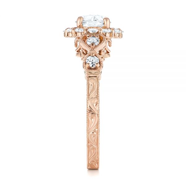 14k Rose Gold Custom Diamond Engagement Ring - Side View -  103600