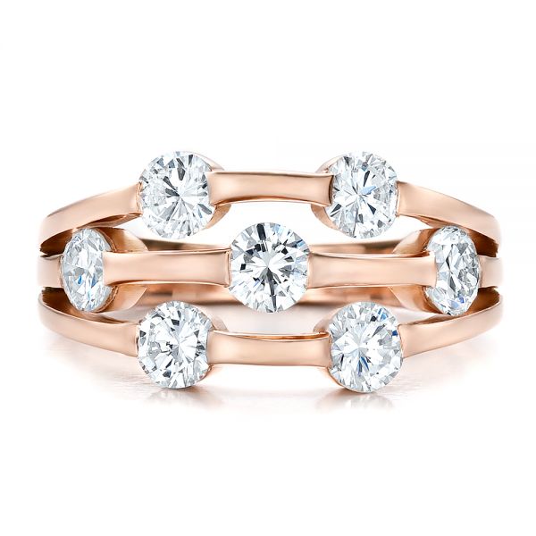 14k Rose Gold Custom Diamond Engagement Ring - Top View - 100249