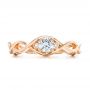 14k Rose Gold Custom Diamond Engagement Ring - Top View -  100922 - Thumbnail