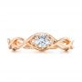 18k Rose Gold 18k Rose Gold Custom Diamond Engagement Ring - Top View -  100922 - Thumbnail