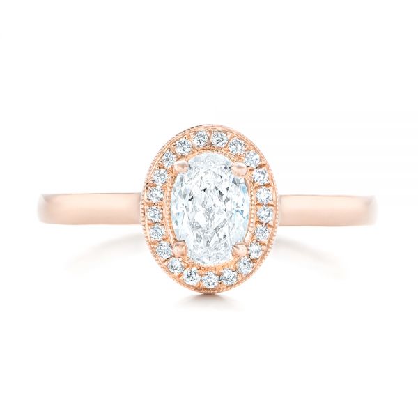 14k Rose Gold Custom Diamond Engagement Ring - Top View -  102432