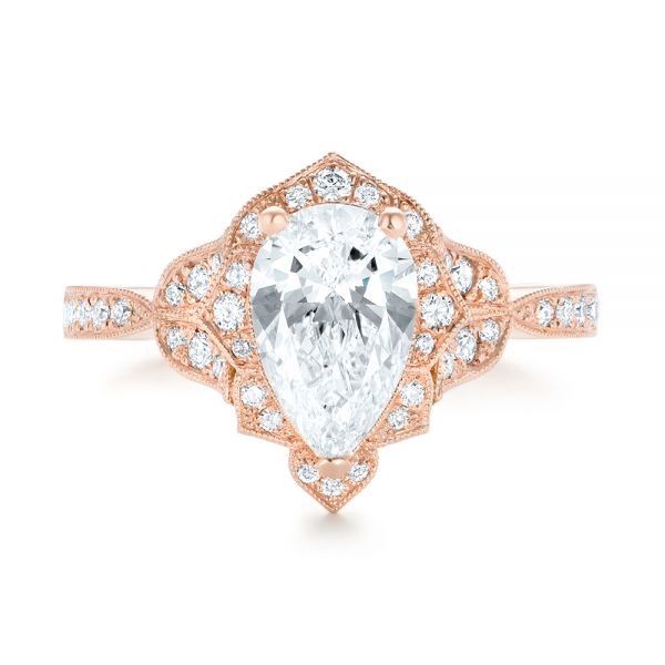 18k Rose Gold 18k Rose Gold Custom Diamond Engagement Ring - Top View -  102806