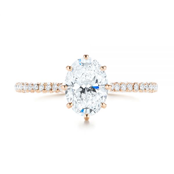 14k Rose Gold Custom Diamond Engagement Ring - Top View -  103153