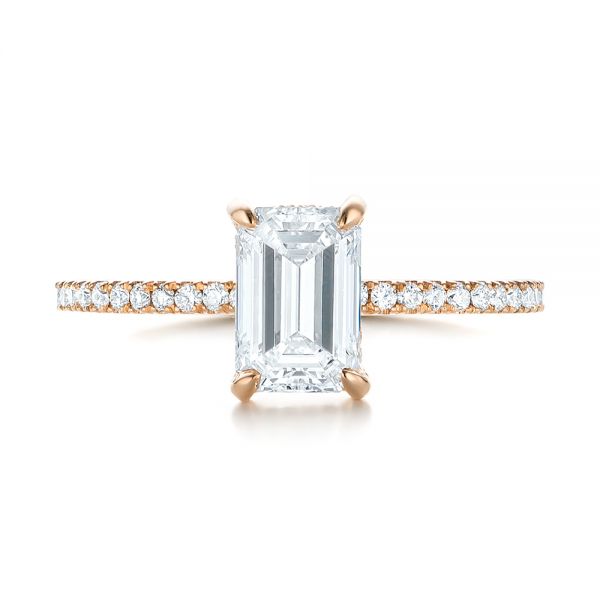 18k Rose Gold Custom Diamond Engagement Ring - Top View -  103471