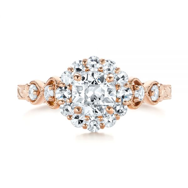 18k Rose Gold 18k Rose Gold Custom Diamond Engagement Ring - Top View -  103600