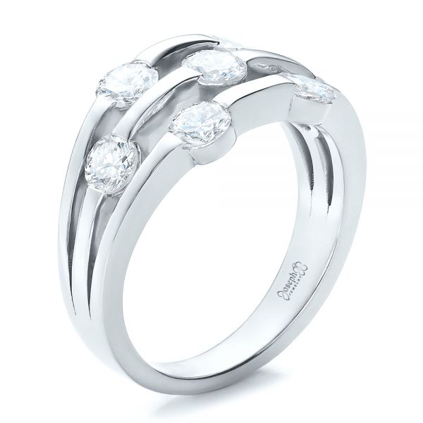 18k White Gold 18k White Gold Custom Diamond Engagement Ring - Three-Quarter View -  100249