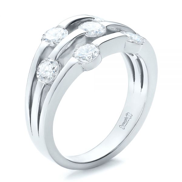 Platinum Platinum Custom Diamond Engagement Ring - Three-Quarter View - 100249