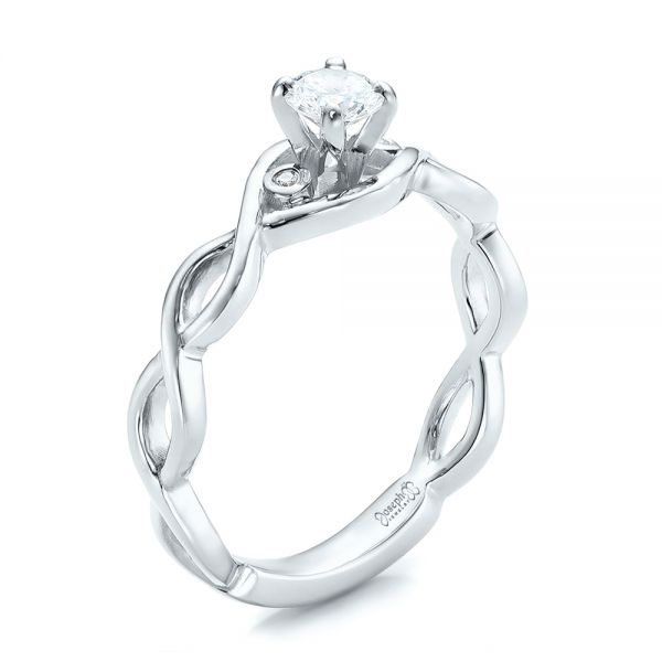 18k White Gold 18k White Gold Custom Diamond Engagement Ring - Three-Quarter View -  100922