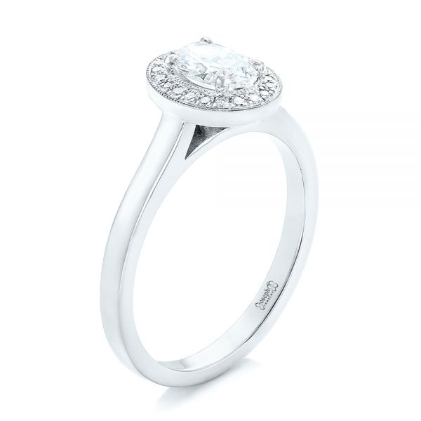 14k White Gold 14k White Gold Custom Diamond Engagement Ring - Three-Quarter View -  102432