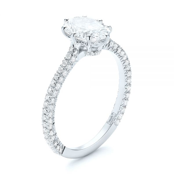 18k White Gold 18k White Gold Custom Diamond Engagement Ring - Three-Quarter View -  103153