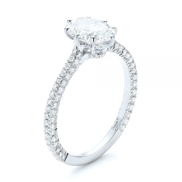 18k White Gold 18k White Gold Custom Diamond Engagement Ring - Three-Quarter View - 103153