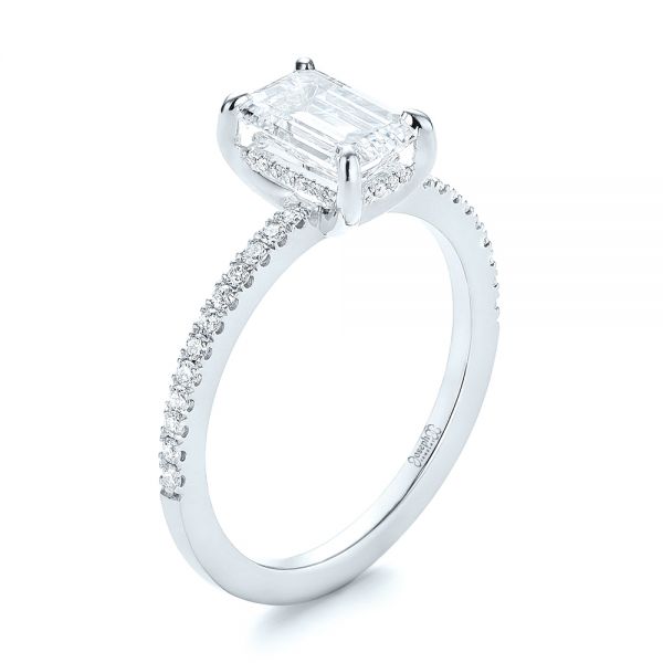 18k White Gold 18k White Gold Custom Diamond Engagement Ring - Three-Quarter View -  103471