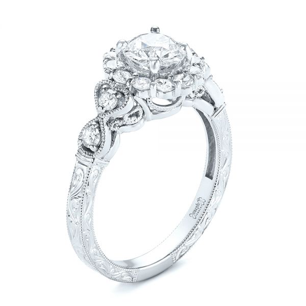 14k White Gold 14k White Gold Custom Diamond Engagement Ring - Three-Quarter View - 103600