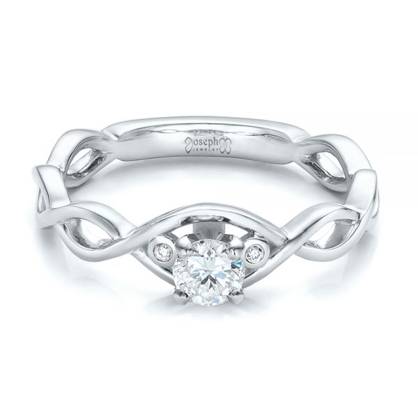 14k White Gold 14k White Gold Custom Diamond Engagement Ring - Flat View -  100922