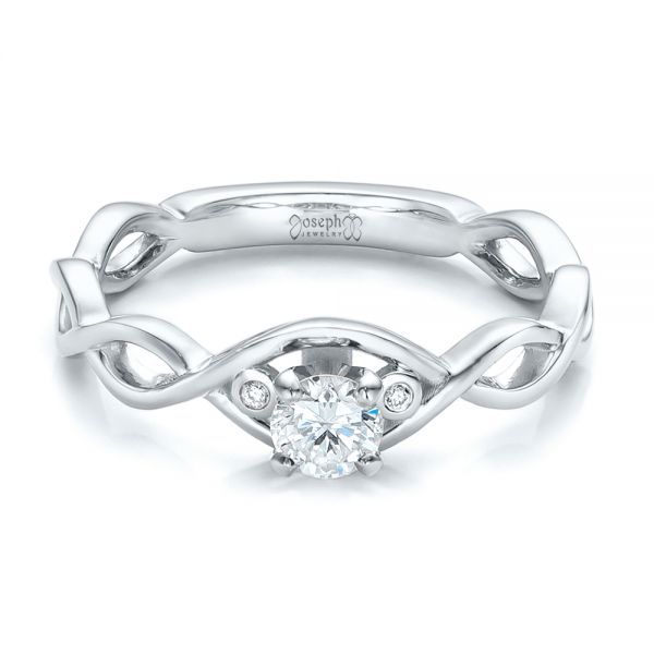 18k White Gold 18k White Gold Custom Diamond Engagement Ring - Flat View - 100922
