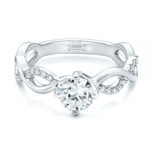 18k White Gold 18k White Gold Custom Diamond Engagement Ring - Flat View -  102059
