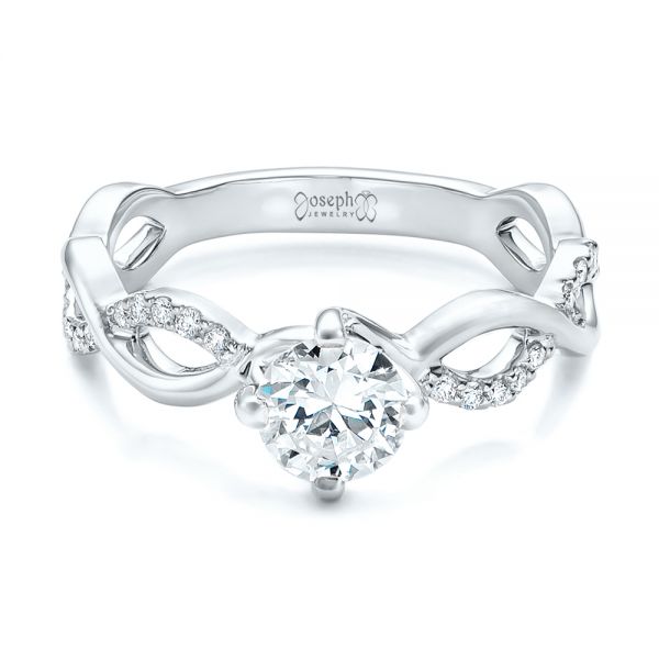 14k White Gold 14k White Gold Custom Diamond Engagement Ring - Flat View - 102059