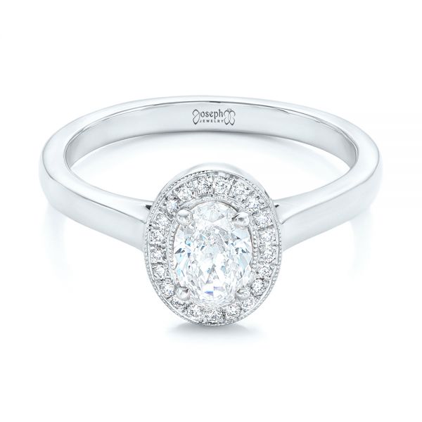 18k White Gold 18k White Gold Custom Diamond Engagement Ring - Flat View -  102432