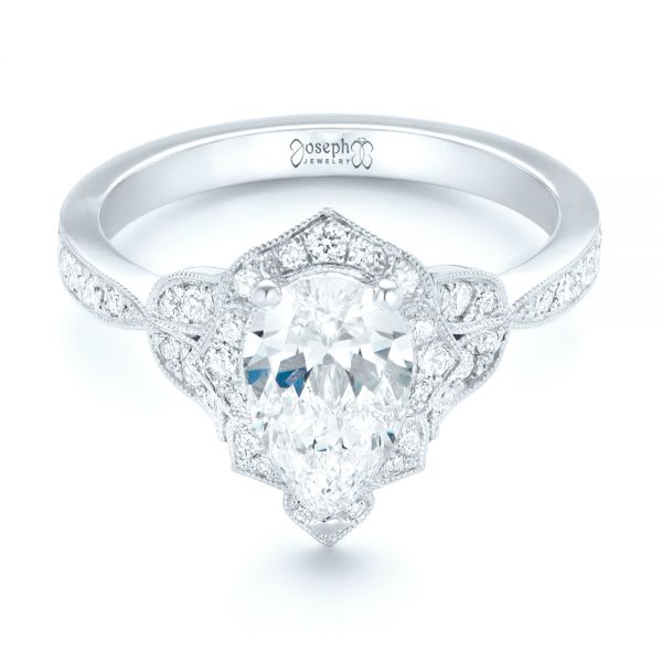 18k White Gold 18k White Gold Custom Diamond Engagement Ring - Flat View -  102806