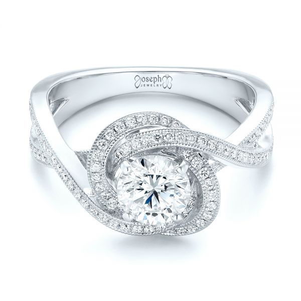 18k White Gold 18k White Gold Custom Diamond Engagement Ring - Flat View -  102833