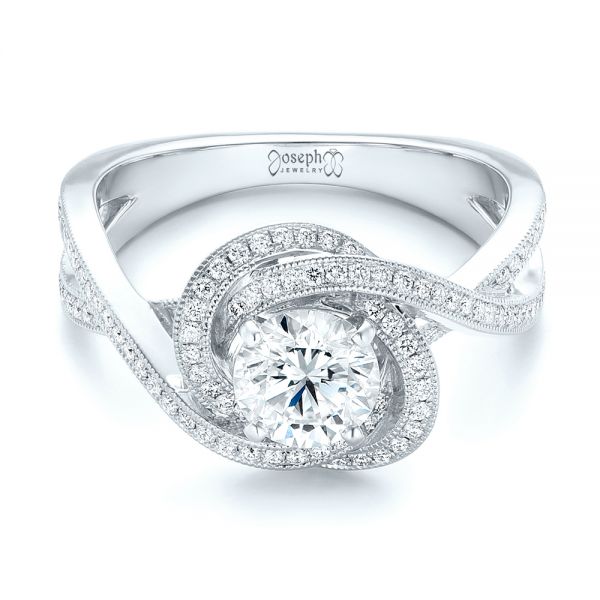 14k White Gold 14k White Gold Custom Diamond Engagement Ring - Flat View - 102833