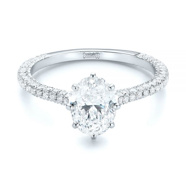 18k White Gold 18k White Gold Custom Diamond Engagement Ring - Flat View -  103153