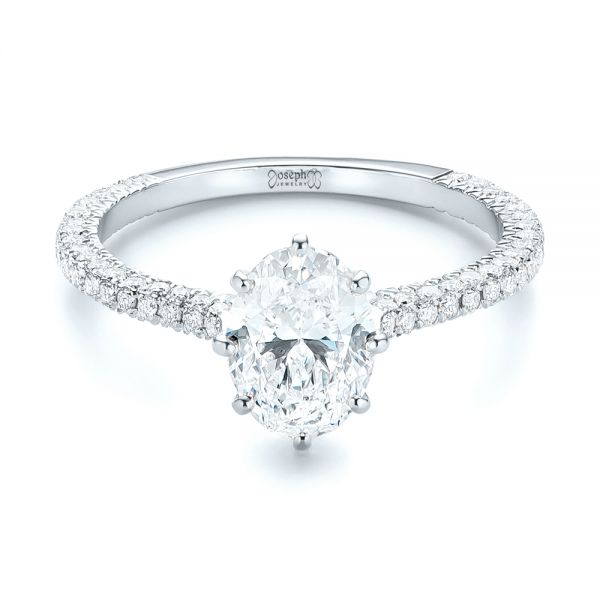 18k White Gold 18k White Gold Custom Diamond Engagement Ring - Flat View - 103153