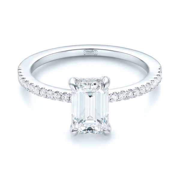 18k White Gold 18k White Gold Custom Diamond Engagement Ring - Flat View -  103471