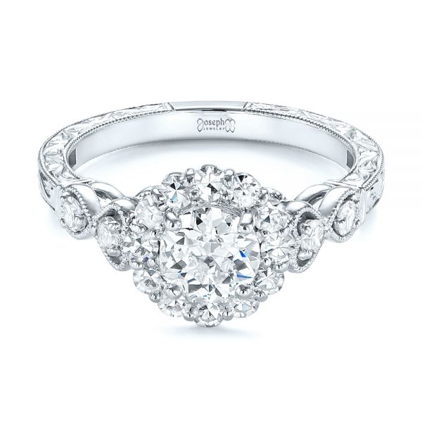 18k White Gold 18k White Gold Custom Diamond Engagement Ring - Flat View -  103600