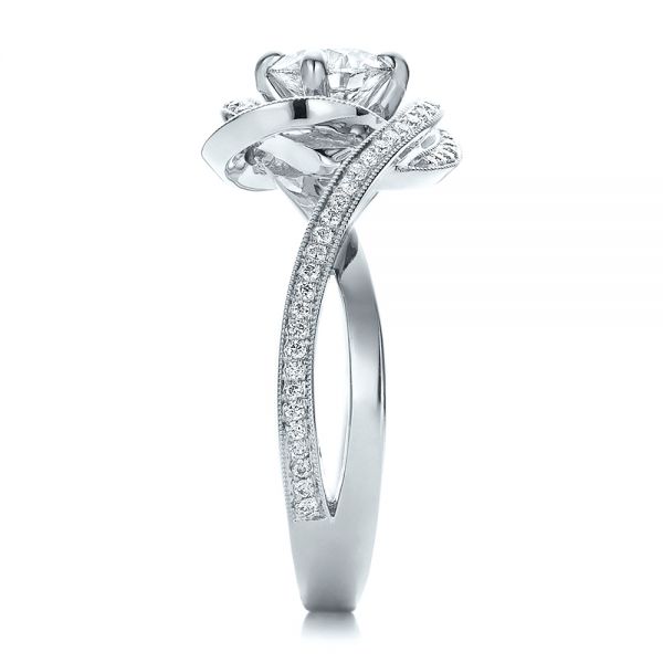 18k White Gold 18k White Gold Custom Diamond Engagement Ring - Side View -  100438