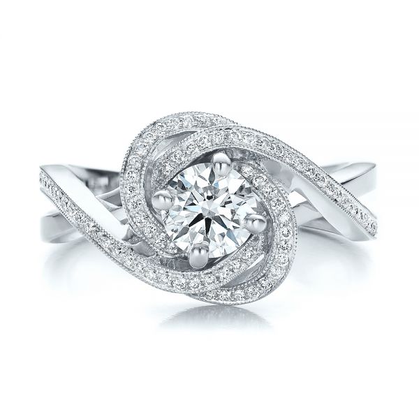 18k White Gold 18k White Gold Custom Diamond Engagement Ring - Top View -  100438