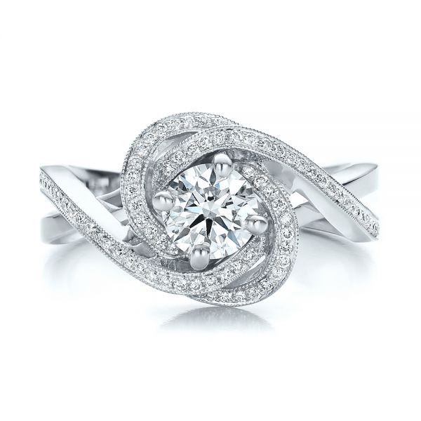 Platinum Platinum Custom Diamond Engagement Ring - Top View - 100438