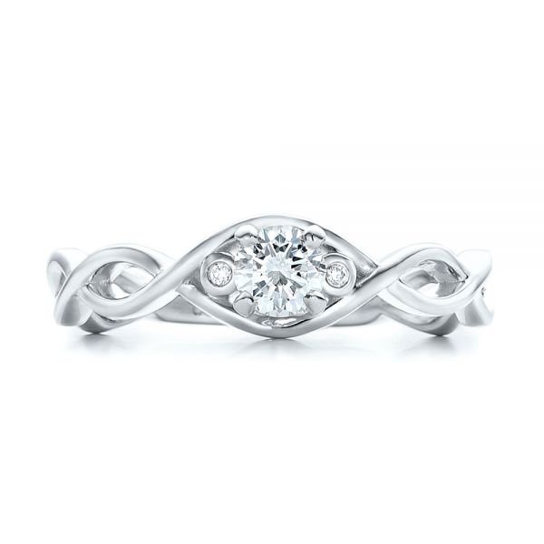 14k White Gold 14k White Gold Custom Diamond Engagement Ring - Top View -  100922
