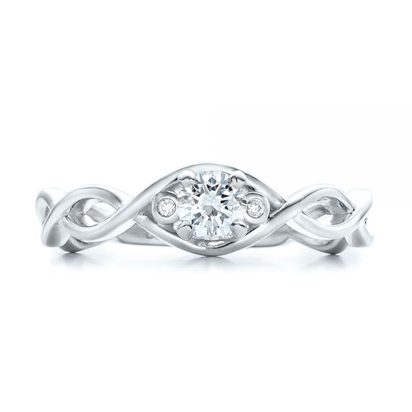 18k White Gold 18k White Gold Custom Diamond Engagement Ring - Top View - 100922