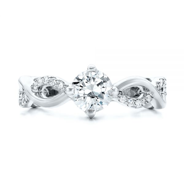 18k White Gold 18k White Gold Custom Diamond Engagement Ring - Top View -  102059