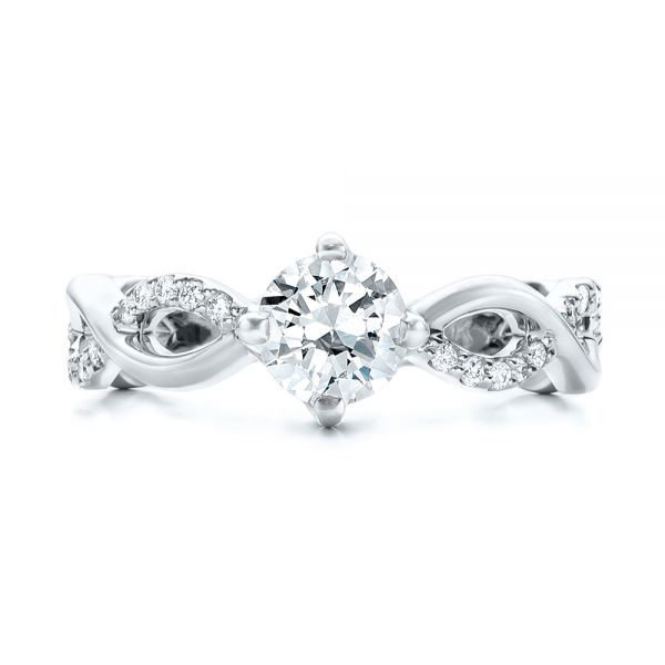14k White Gold 14k White Gold Custom Diamond Engagement Ring - Top View - 102059