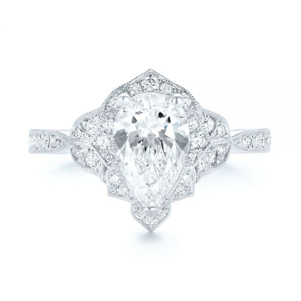 18k White Gold 18k White Gold Custom Diamond Engagement Ring - Top View -  102806